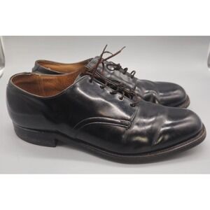 Vintage International Shoe Co Military Plain Toe Derby Shoes Mens 9.5R Black 80s